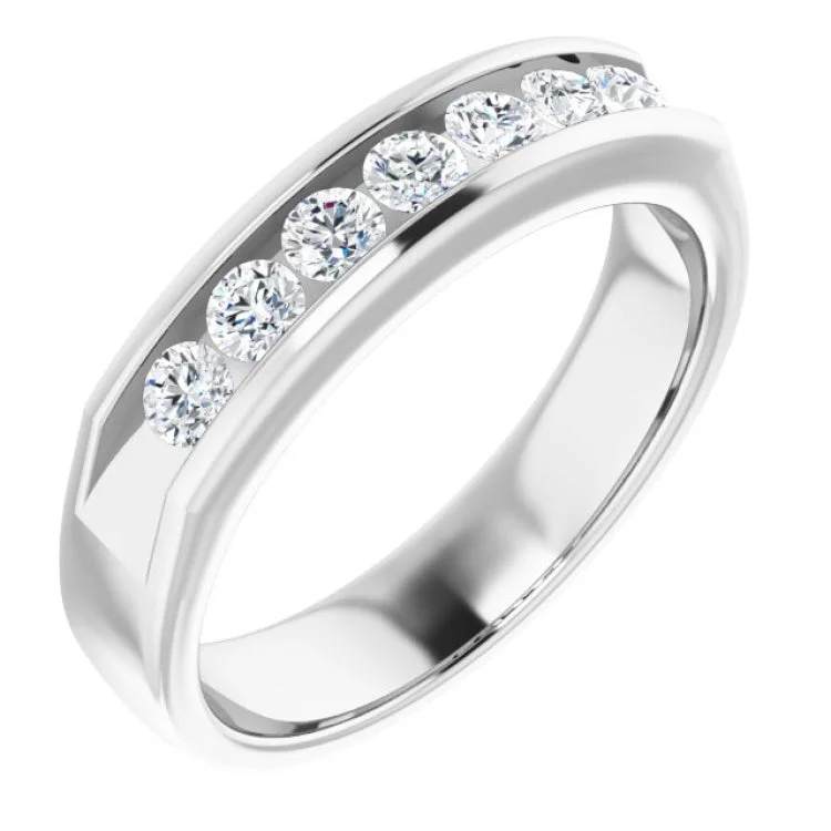 women’s contemporary rings-14K White 3/4 CTW Natural Diamond Band