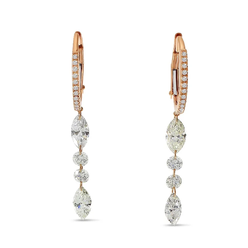 women’s crystal drop earrings-DASHING DIAMOND MARQUIS / ROUND / MARQUIS HUGGIE EARRINGS E10352P