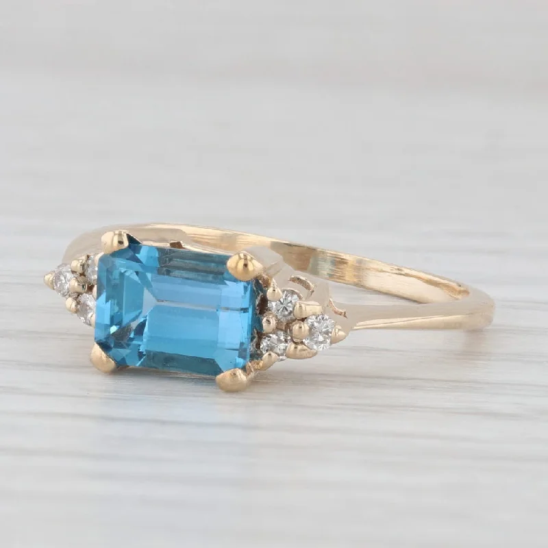 2.12ctw Blue Topaz Diamond Ring 10k Yellow Gold Size 8.5