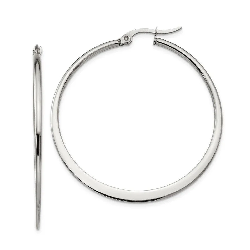 women’s anniversary earrings-Stainless Steel 43mm Diameter Hoop Earrings