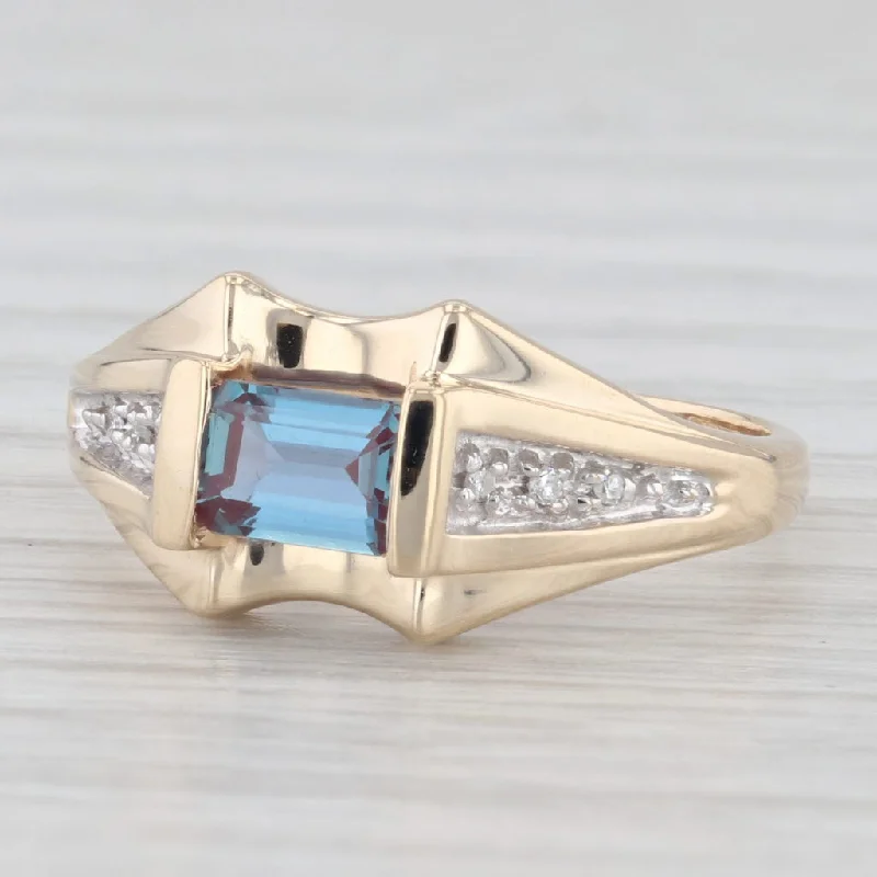 0.60ct Lab Created Alexandrite Diamond Ring 10k Yellow Gold Size 7