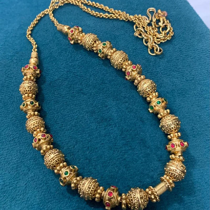 women’s antique necklace-Sona Creation Gold Plated Pota Stone Long Necklace