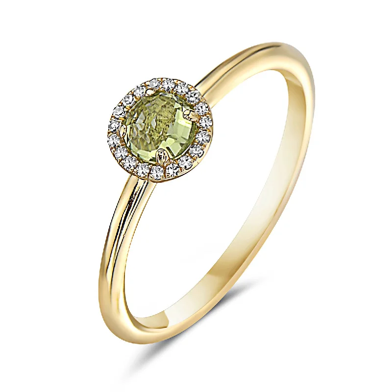 women’s luxury rings-Peridot And Diamond Halo Ring