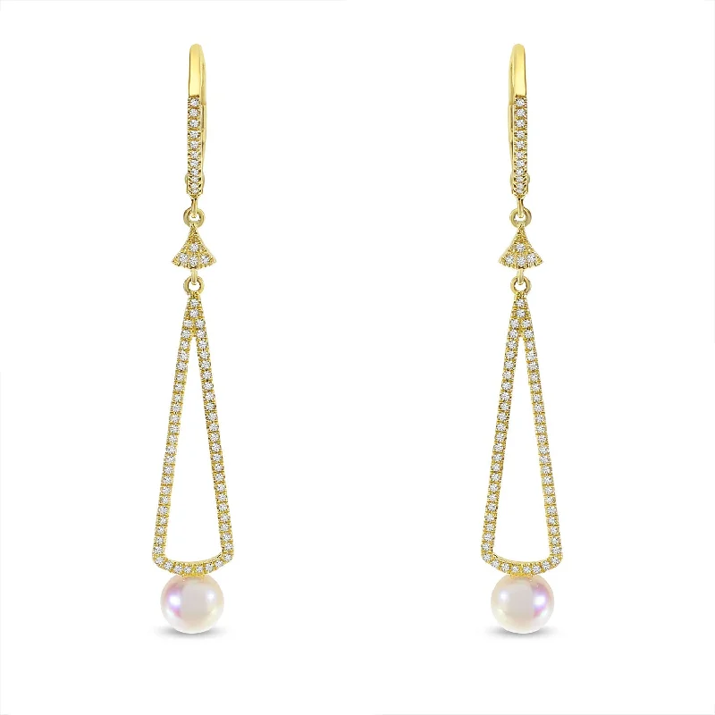 women’s hoop earrings-DIAMOND & PEARL DROP EARRINGS E10380