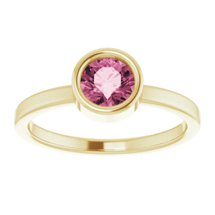 women’s wedding rings with diamonds-14K Yellow 5.5 mm Natural Pink Tourmaline Ring