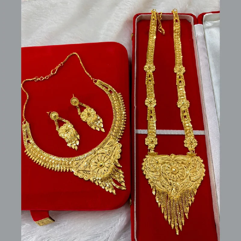 women’s fine jewelry necklace-Pari Art Jewellery Forming Long And Short Necklace Set