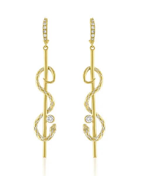 women’s adjustable earrings-Snake Earrings with Diamonds 16-JSA