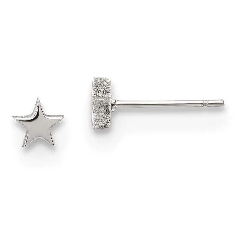 women’s simple stud earrings-Stainless Steel Polished Star Post Earrings