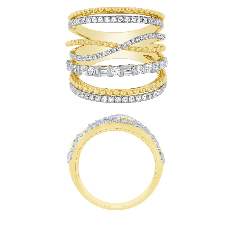 women’s high-end rings-14K Yellow Gold Diamond Layered Ring