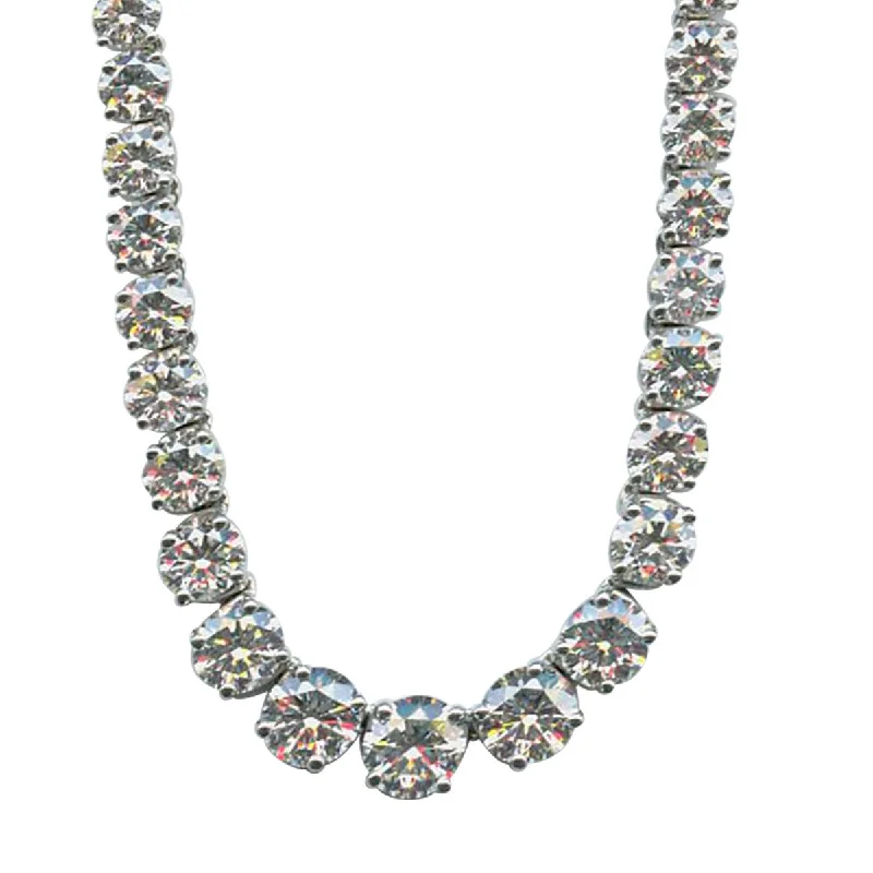 women’s charm necklace-Platinum Diamond Riviera Necklace