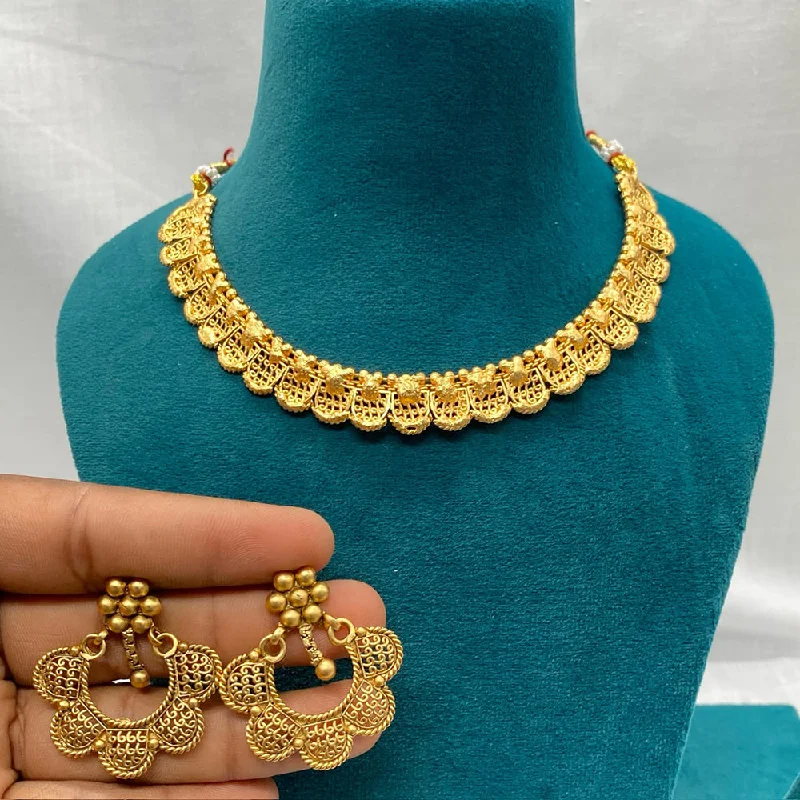 women’s gemstone necklace-Royal Kundan Jewellery Gold Plated Necklace Set