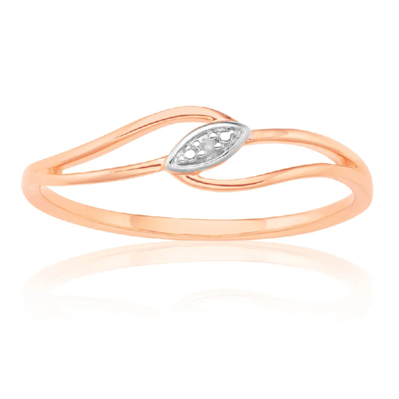 9ct Rose Gold Diamond Ring with 1 Brilliant Cut Diamond