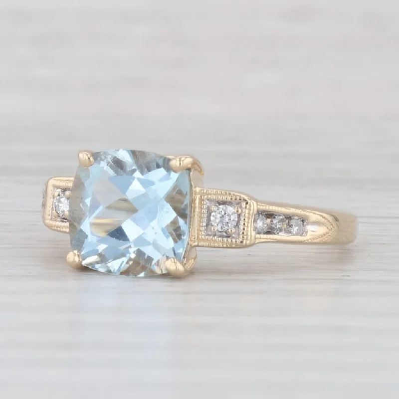 1.72ctw Aquamarine Diamond Ring 14k Yellow Gold Size 7.25