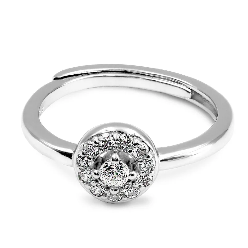 women’s vintage diamond rings-Zarkan Cute Sterling Silver Zircon Ring