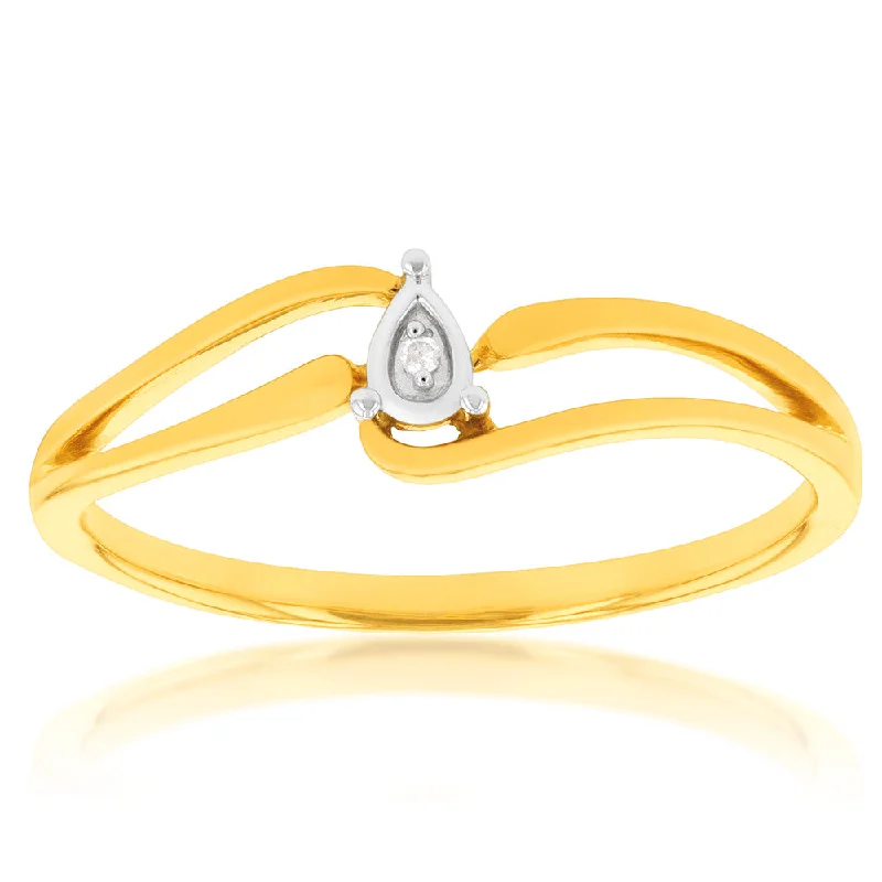 9ct Yellow Gold Diamond Ring