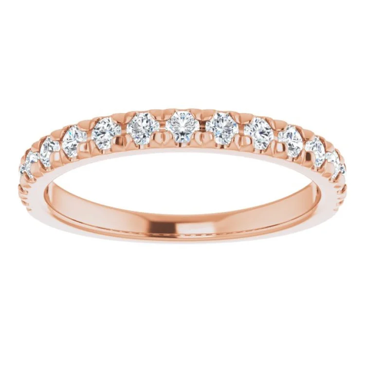 women’s affordable diamond rings-14K Rose 1/2 CTW Lab-Grown Diamond French-Set Anniversary Band