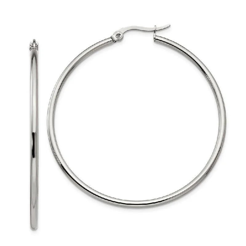 women’s dangling pearl earrings-Stainless Steel 48mm Diameter Hoop Earrings