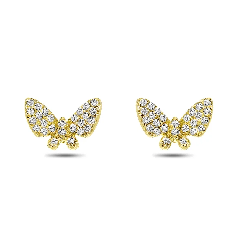 women’s trendy earrings-DIAMOND BUTTERFLY STUD EARRINGS E10583