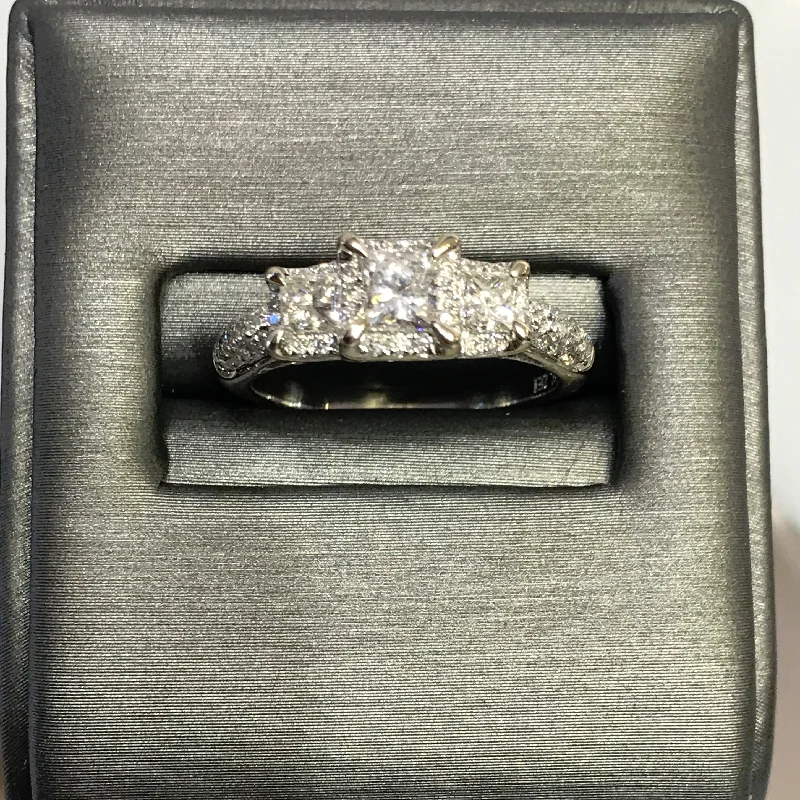 14KT White Gold Triple Princess Cut Diamond Ring