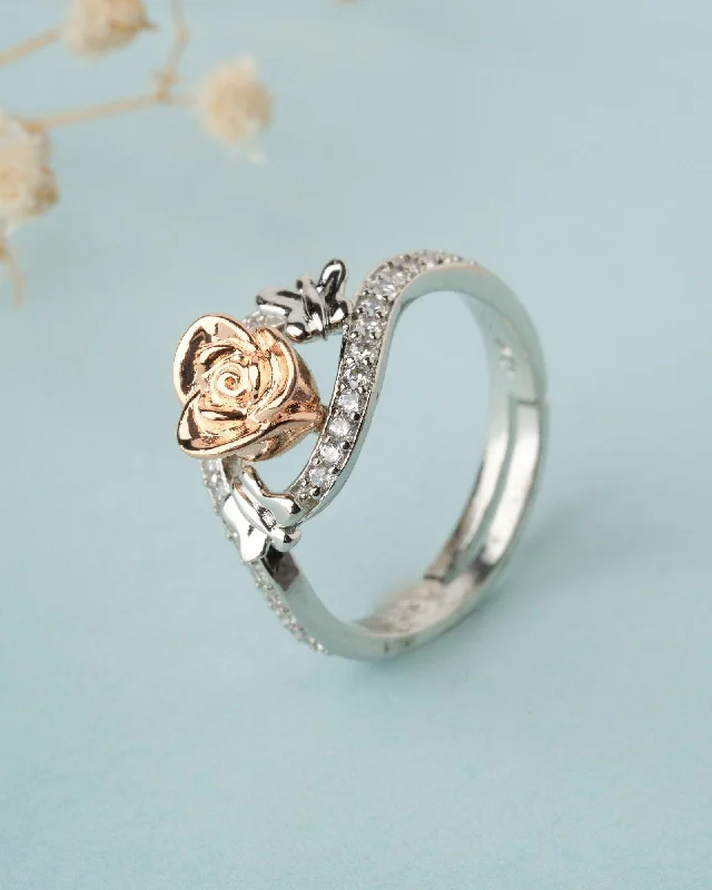 women’s sapphire ring-925 Sterling Silver Beautiful Rose Ring R01589