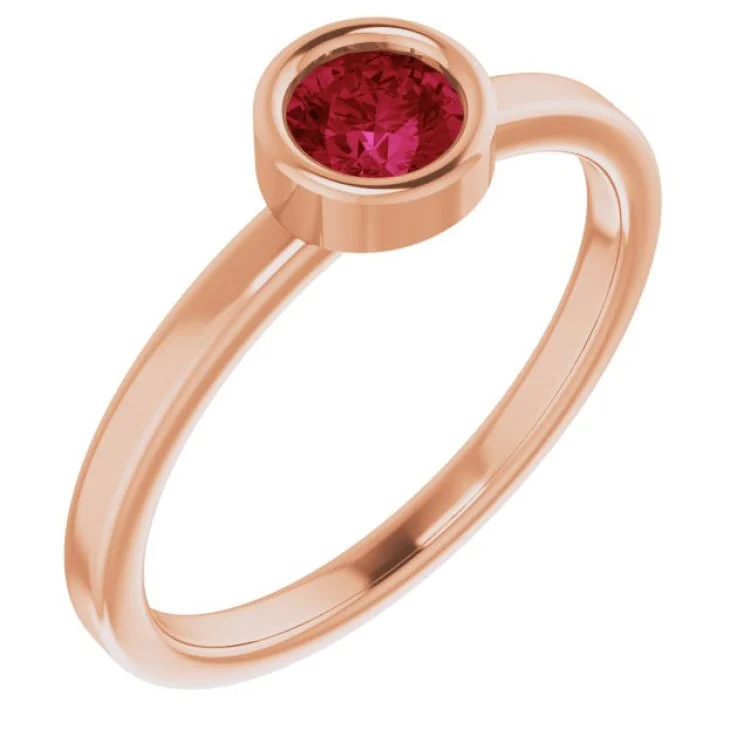 women’s gold engagement rings-14K Rose 4.5 mm Natural Ruby Ring