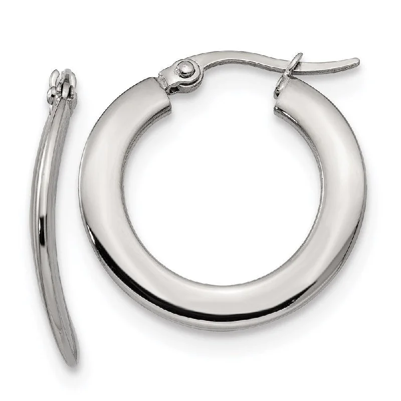 women’s bridal drop earrings-Stainless Steel Polished Hoop Earrings