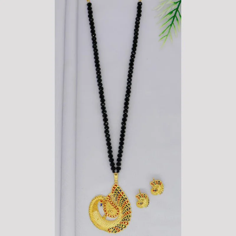 women’s custom birthstone necklace-Mahavir Gold Plated Pearls Long Necklace Set