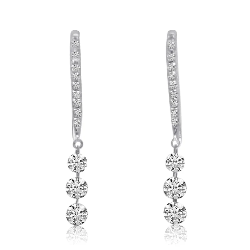 women’s unique earrings-TRIPLE DIAMOND DASHING EARRINGS E10076W