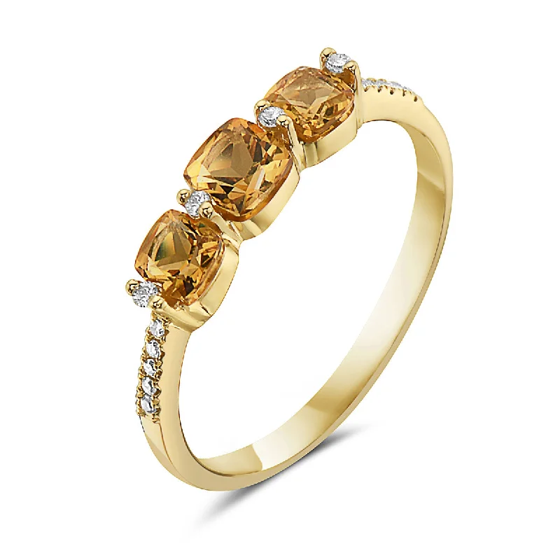 women’s men’s style rings-Citrine And Diamond Fashion Ring