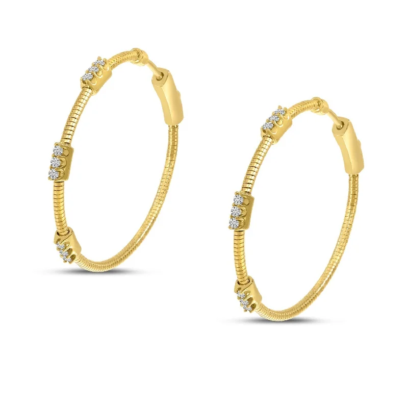 women’s ruby earrings-DIAMOND FLEX HOOP EARRINGS E10437