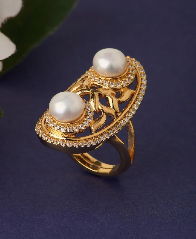 women’s fashion rings-Beautifully Crafted Pearl Ring