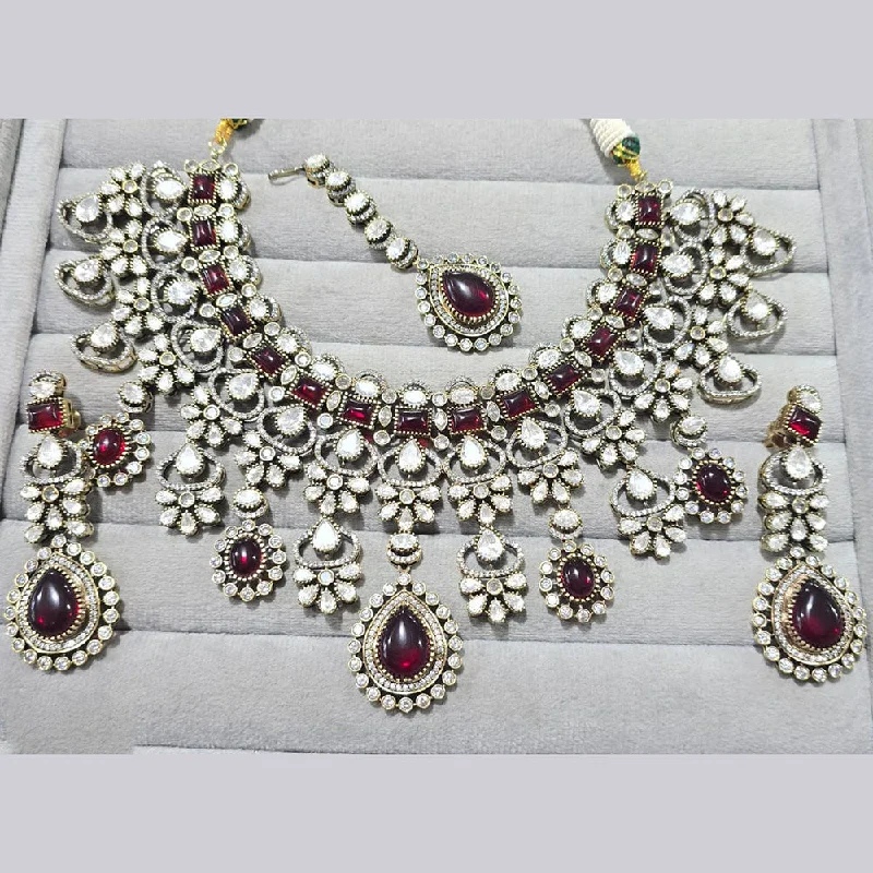 women’s wedding necklace-JCM Gold Plated Polki Kundan Stone Necklace Set