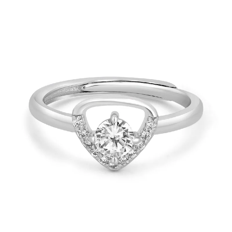 women’s titanium rings-Zarkan First Love Silver Solitaire Ring