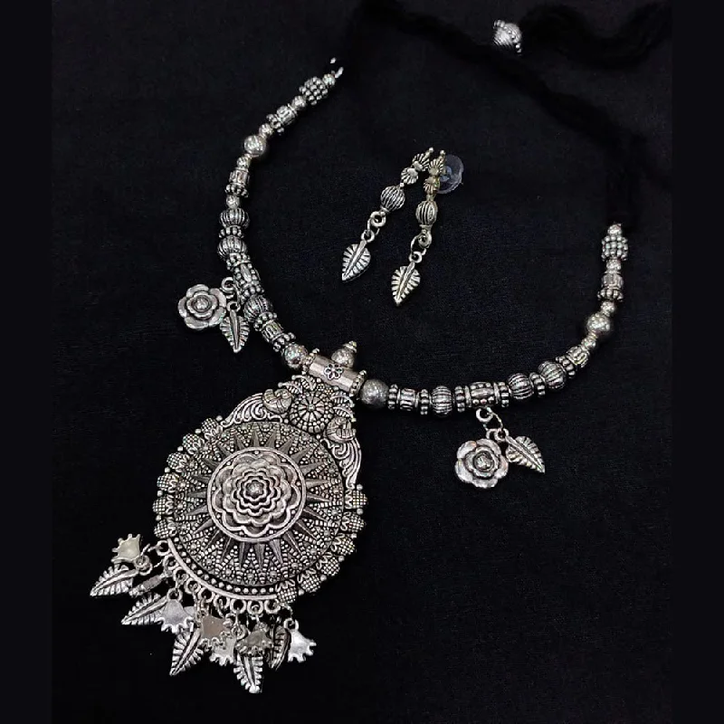 women’s circle necklace-SNERA Oxidised Plated Navratri Special Necklace Set