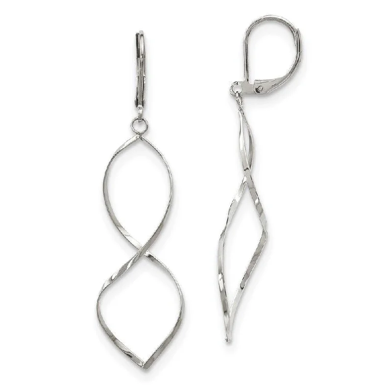 women’s multi-layer earrings-Stainless Steel Polished Twist Dangle Leverback Earrings