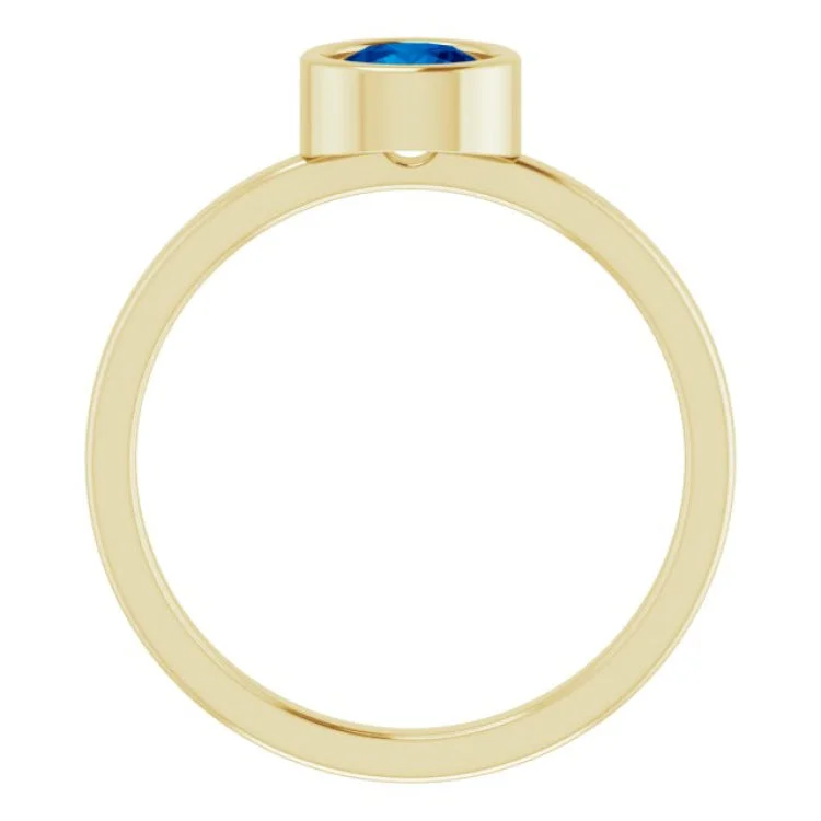 women’s fashion rings-14K Yellow 5.5 mm Natural Blue Sapphire Ring