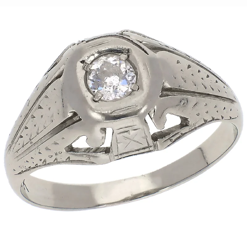 Vintage 18K White Gold Diamond Ring